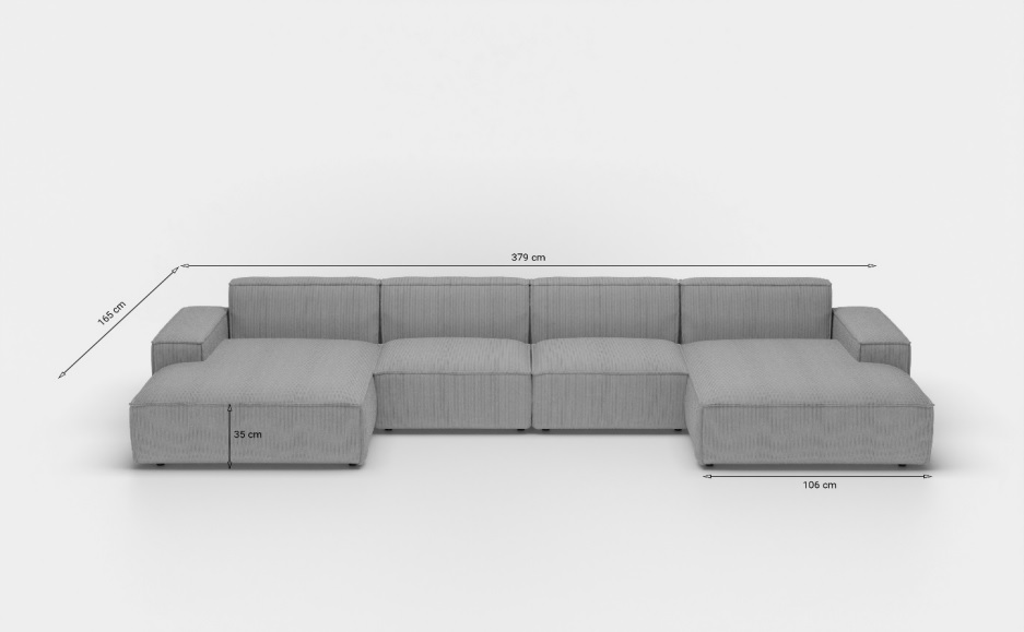 Ecksofa LUGA U L Abmessungen